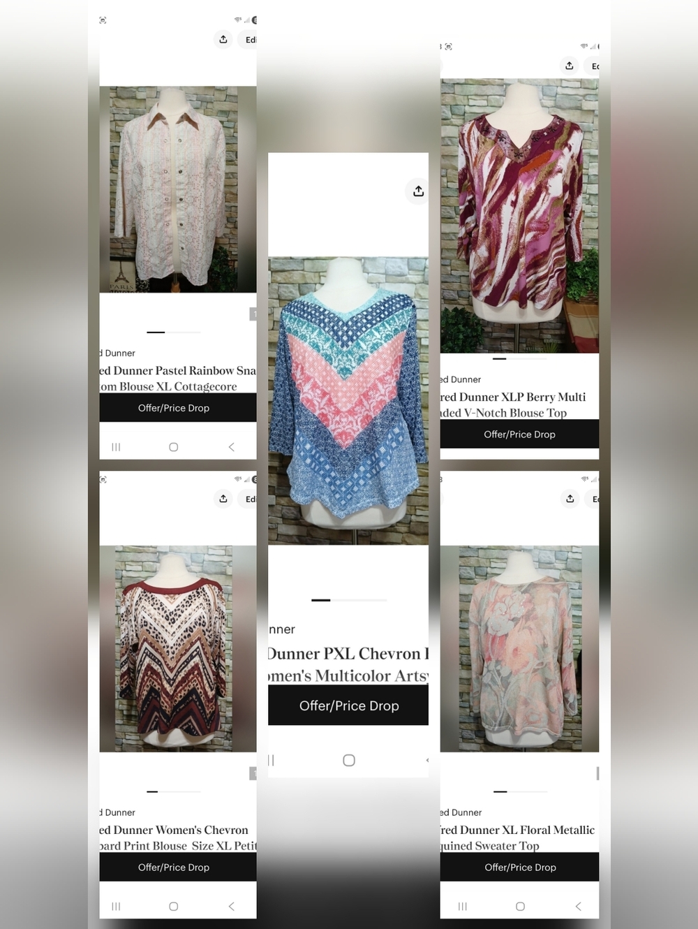Alfred Dunner Bundle Of 5 Womens Tops XL XLP Closet Clean Out